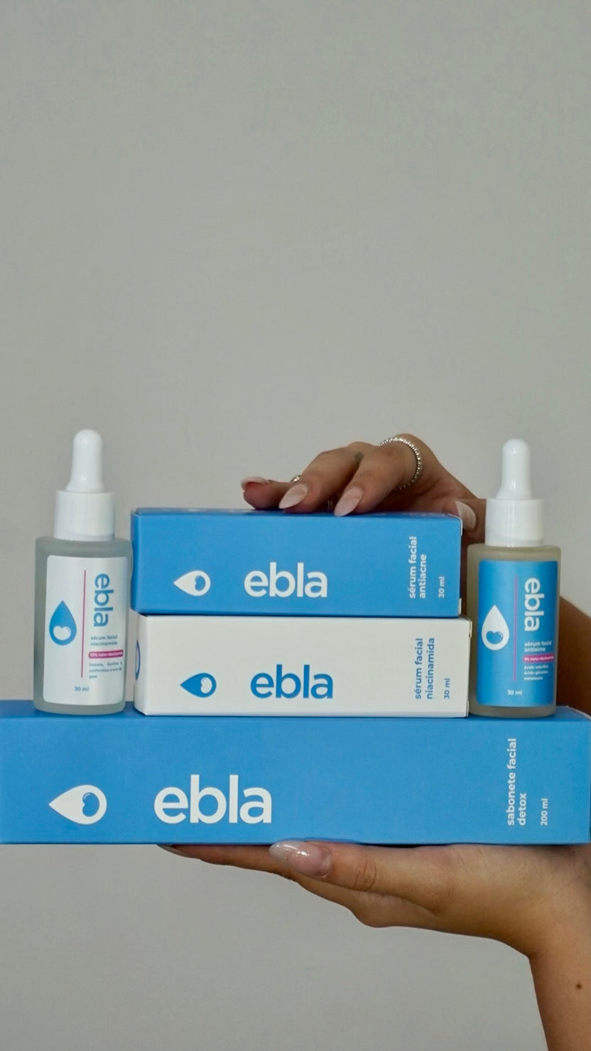 Kit Ebla 1 Sabonete Facial Detox + 1 Sérum Antiacne + 1 Sérum 10% nano niacinamida
