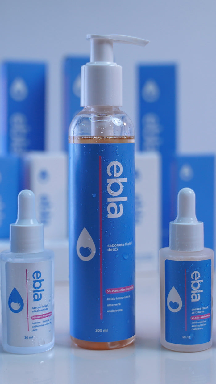 Kit Ebla 1 Sabonete Facial Detox + 1 Sérum Antiacne + 1 Sérum 10% nano niacinamida